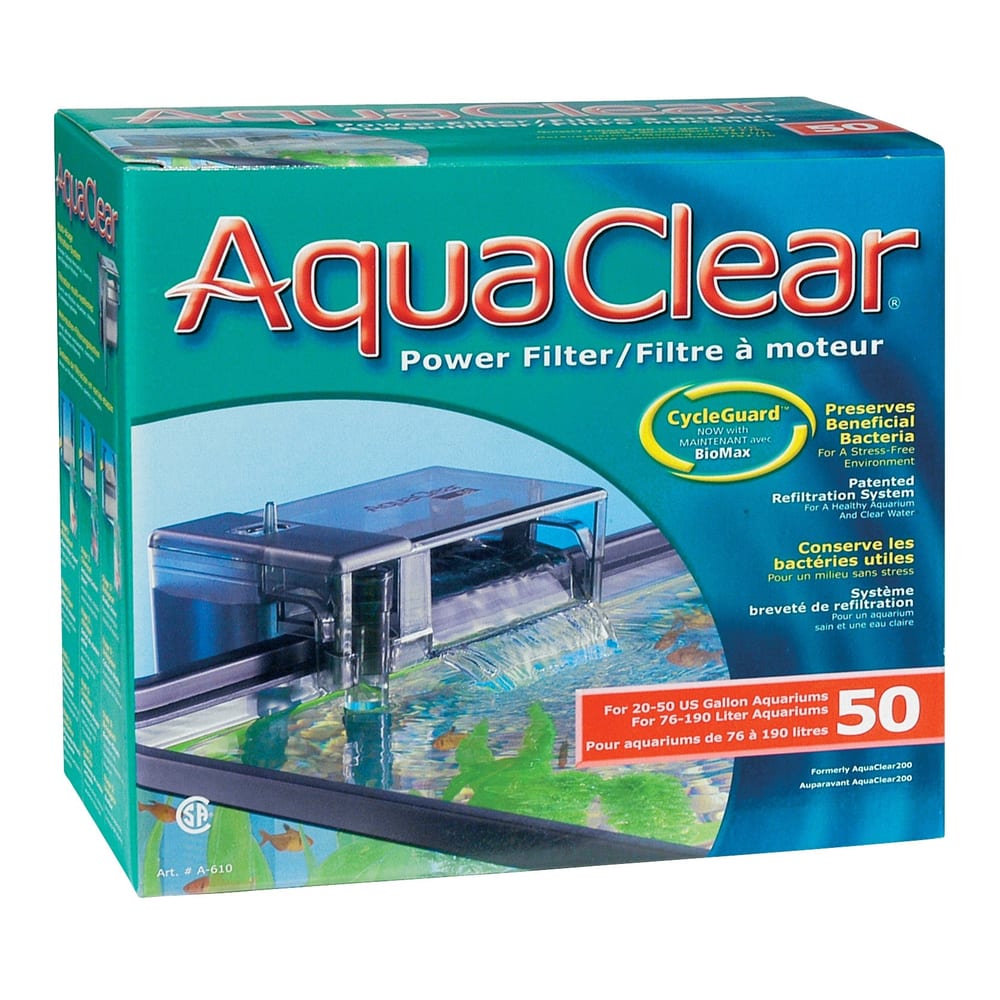 Filtre suspendu AquaClear 50 pour aquariums jusqu'à 190 litres
