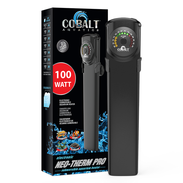 Chauffage pour aquarium fin et incassable Cobalt Aquatics Neo-Therm Pro 100W avec écran LED