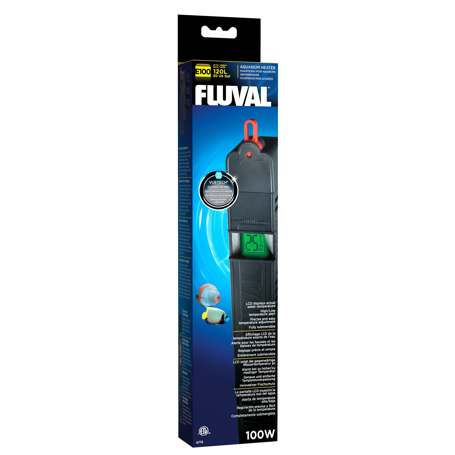 Chauffage électronique Fluval E100 avec écran LCD de température