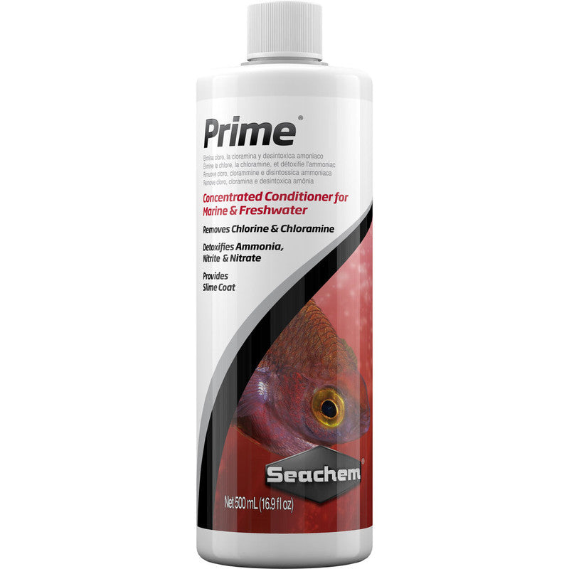 Flacon de conditionneur d'eau Seachem Prime 500 mL pour aquariums d'eau douce et d'eau de mer