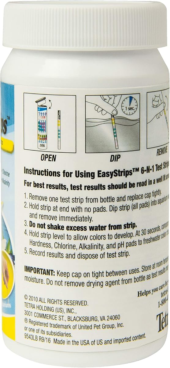 Bandelettes de test d'aquarium Tetra EasyStrips 6-in-1, boîte de 100